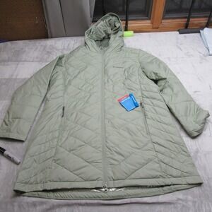 Columbia Jacket Womens XXL Green Omni Heat Full Zip Quilt Hooded Puffer $160 NEW